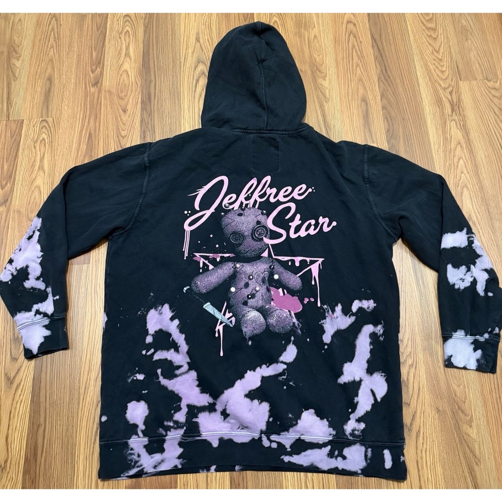 Jeffree Star Hoodie Unisex XL Black Pink Bleach Tie Dye Voodoo Doll Back Graphic